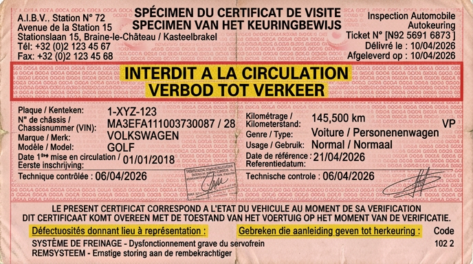 Carte rouge contrôle technique - photo IA