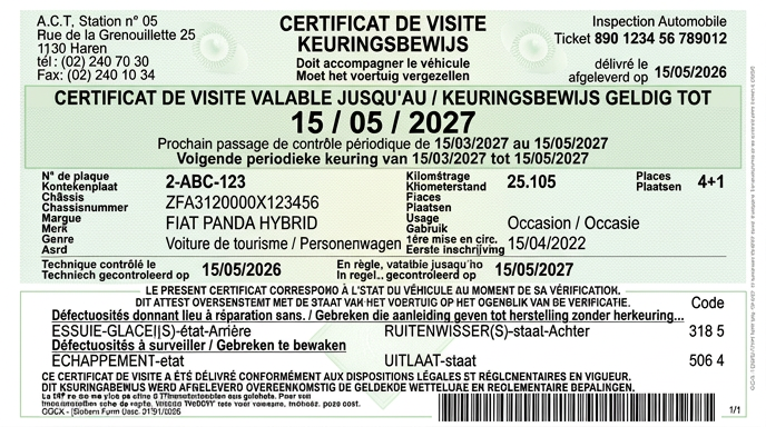 Carte verte contrôle technique - photo IA