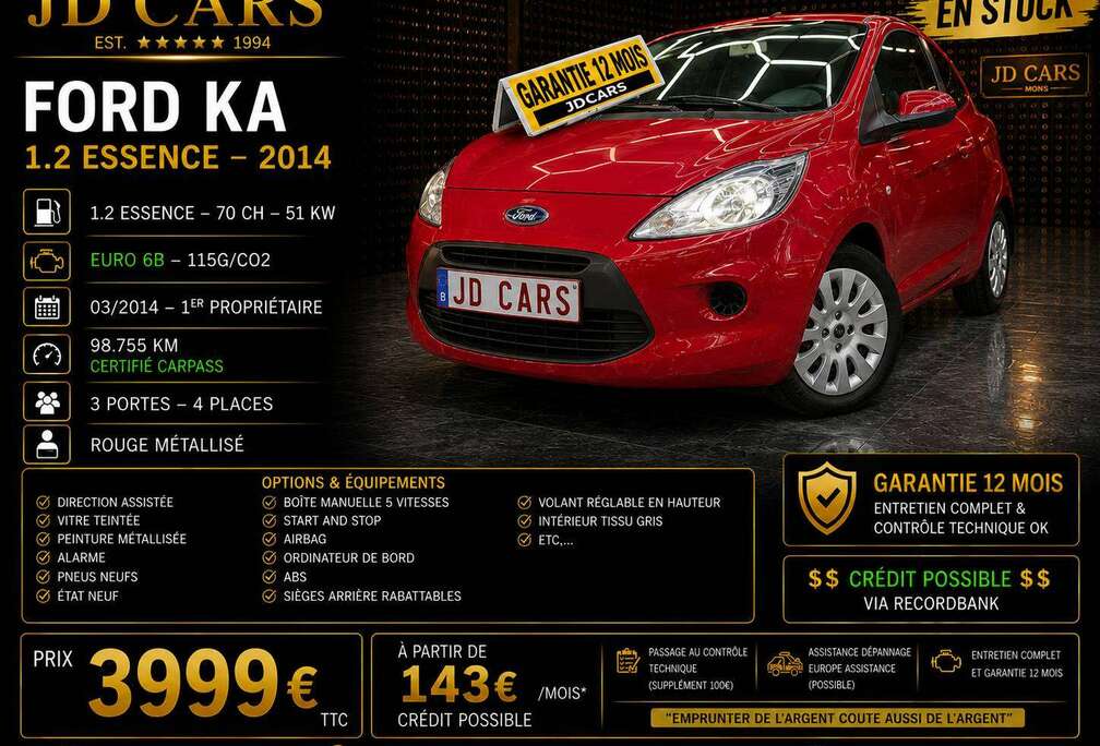 Ford KA 1.2 ESSENCE GARANTIE 1 AN CTOK